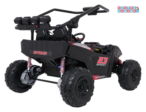 Buggy Turbo 23 na akumulator - czarny, 4x200W 24V/7Ah, pilot, dwuosobowy, EVA, LED, ekoskóra, pas [DM-109]