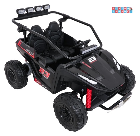Buggy Turbo 23 na akumulator - czarny, 4x200W 24V/7Ah, pilot, dwuosobowy, EVA, LED, ekoskóra, pas [DM-109]