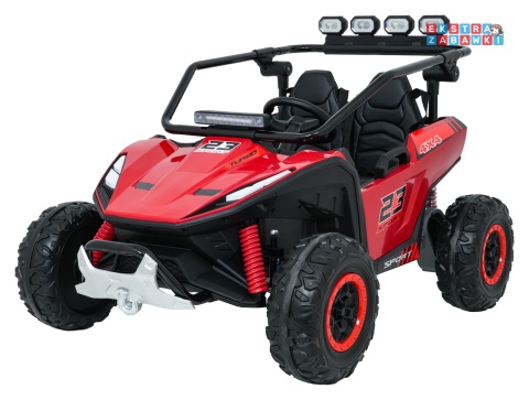 Buggy Turbo 23 na akumulator - czerwony, 4x200W 24V/7Ah, pilot, dwuosobowy, EVA, LED, ekoskóra, pas [DM-109]