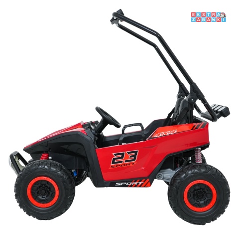 Buggy Turbo 23 na akumulator - czerwony, 4x200W 24V/7Ah, pilot, dwuosobowy, EVA, LED, ekoskóra, pas [DM-109]