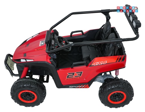 Buggy Turbo 23 na akumulator - czerwony, 4x200W 24V/7Ah, pilot, dwuosobowy, EVA, LED, ekoskóra, pas [DM-109]