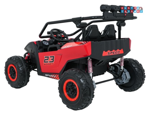 Buggy Turbo 23 na akumulator - czerwony, 4x200W 24V/7Ah, pilot, dwuosobowy, EVA, LED, ekoskóra, pas [DM-109]