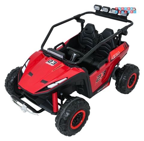 Buggy Turbo 23 na akumulator - czerwony, 4x200W 24V/7Ah, pilot, dwuosobowy, EVA, LED, ekoskóra, pas [DM-109]