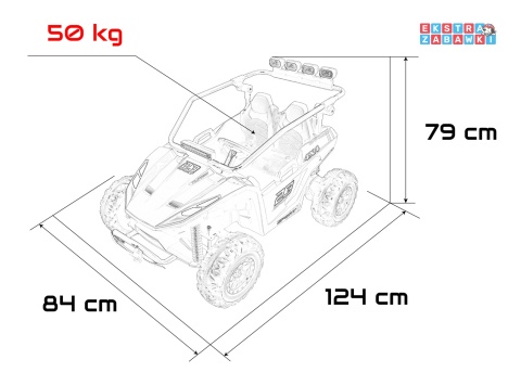 Buggy Turbo 23 na akumulator - niebieski, 4x200W 24V/7Ah, pilot, dwuosobowy, EVA, LED, ekoskóra, pas [DM-109]