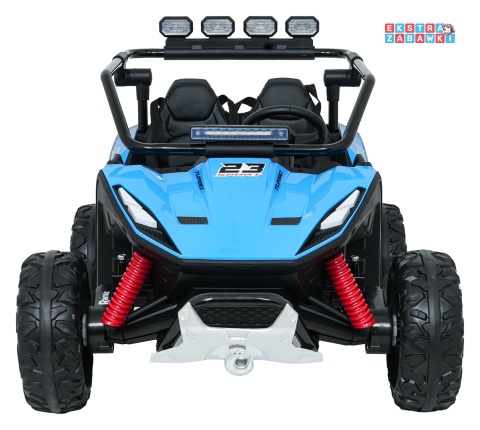 Buggy Turbo 23 na akumulator - niebieski, 4x200W 24V/7Ah, pilot, dwuosobowy, EVA, LED, ekoskóra, pas [DM-109]