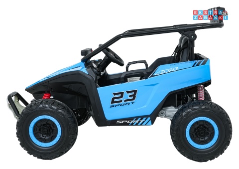 Buggy Turbo 23 na akumulator - niebieski, 4x200W 24V/7Ah, pilot, dwuosobowy, EVA, LED, ekoskóra, pas [DM-109]