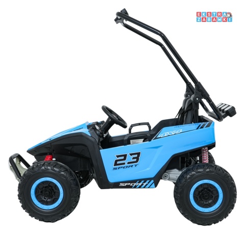 Buggy Turbo 23 na akumulator - niebieski, 4x200W 24V/7Ah, pilot, dwuosobowy, EVA, LED, ekoskóra, pas [DM-109]