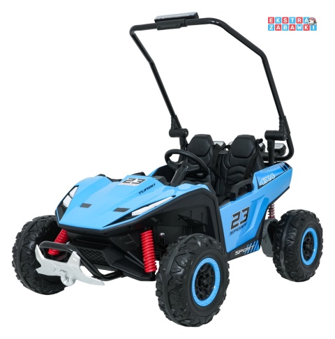 Buggy Turbo 23 na akumulator - niebieski, 4x200W 24V/7Ah, pilot, dwuosobowy, EVA, LED, ekoskóra, pas [DM-109]