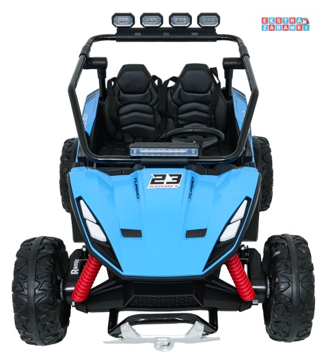 Buggy Turbo 23 na akumulator - niebieski, 4x200W 24V/7Ah, pilot, dwuosobowy, EVA, LED, ekoskóra, pas [DM-109]