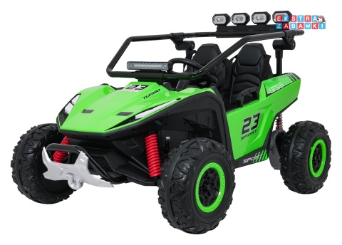 Buggy Turbo 23 na akumulator - zielony, 4x200W 24V/7Ah, pilot, dwuosobowy, EVA, LED, ekoskóra, pas [DM-109]