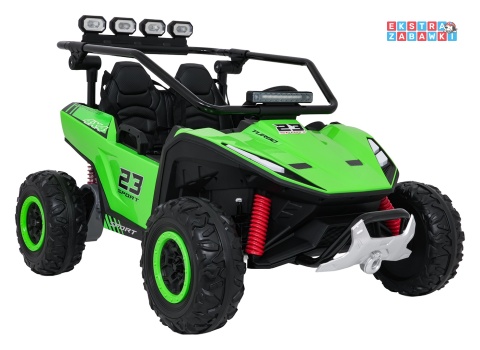 Buggy Turbo 23 na akumulator - zielony, 4x200W 24V/7Ah, pilot, dwuosobowy, EVA, LED, ekoskóra, pas [DM-109]