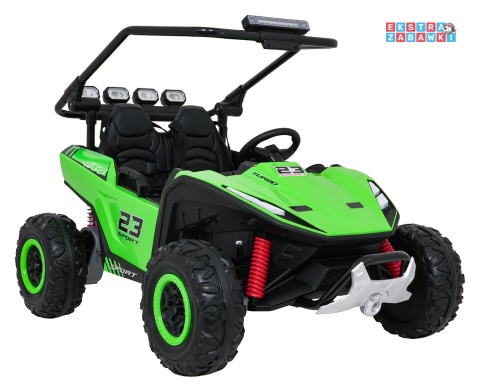 Buggy Turbo 23 na akumulator - zielony, 4x200W 24V/7Ah, pilot, dwuosobowy, EVA, LED, ekoskóra, pas [DM-109]