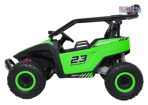Buggy Turbo 23 na akumulator - zielony, 4x200W 24V/7Ah, pilot, dwuosobowy, EVA, LED, ekoskóra, pas [DM-109]