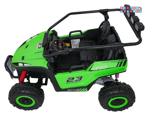 Buggy Turbo 23 na akumulator - zielony, 4x200W 24V/7Ah, pilot, dwuosobowy, EVA, LED, ekoskóra, pas [DM-109]