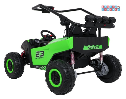 Buggy Turbo 23 na akumulator - zielony, 4x200W 24V/7Ah, pilot, dwuosobowy, EVA, LED, ekoskóra, pas [DM-109]