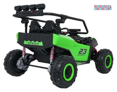 Buggy Turbo 23 na akumulator - zielony, 4x200W 24V/7Ah, pilot, dwuosobowy, EVA, LED, ekoskóra, pas [DM-109]