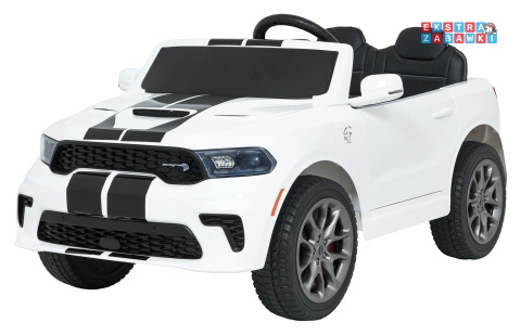 Dodge Durango SUV na akumulator - biały, 2x35W 12V/7Ah, pilot, wolny start, EVA, LED, panel muzyczny, ekoskóra [XB-1138]