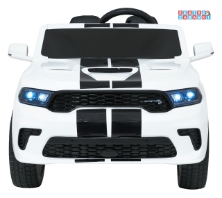 Dodge Durango SUV na akumulator - biały, 2x35W 12V/7Ah, pilot, wolny start, EVA, LED, panel muzyczny, ekoskóra [XB-1138]