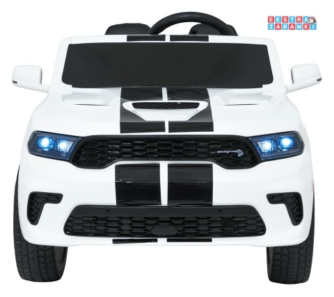 Dodge Durango SUV na akumulator - biały, 2x35W 12V/7Ah, pilot, wolny start, EVA, LED, panel muzyczny, ekoskóra [XB-1138]