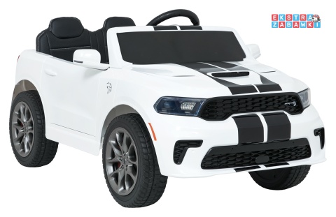 Dodge Durango SUV na akumulator - biały, 2x35W 12V/7Ah, pilot, wolny start, EVA, LED, panel muzyczny, ekoskóra [XB-1138]