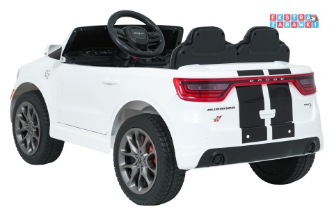 Dodge Durango SUV na akumulator - biały, 2x35W 12V/7Ah, pilot, wolny start, EVA, LED, panel muzyczny, ekoskóra [XB-1138]