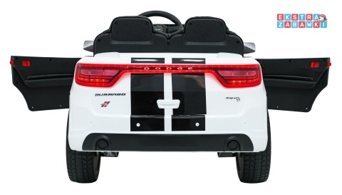 Dodge Durango SUV na akumulator - biały, 2x35W 12V/7Ah, pilot, wolny start, EVA, LED, panel muzyczny, ekoskóra [XB-1138]