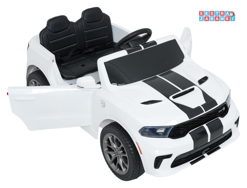 Dodge Durango SUV na akumulator - biały, 2x35W 12V/7Ah, pilot, wolny start, EVA, LED, panel muzyczny, ekoskóra [XB-1138]