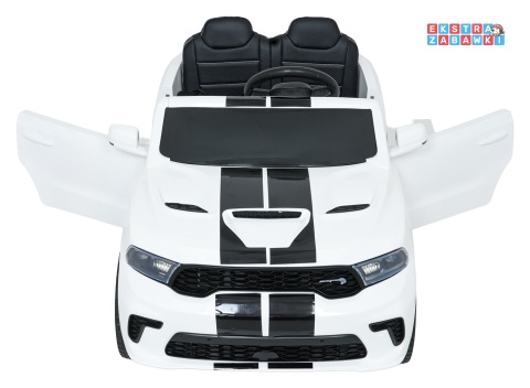 Dodge Durango SUV na akumulator - biały, 2x35W 12V/7Ah, pilot, wolny start, EVA, LED, panel muzyczny, ekoskóra [XB-1138]