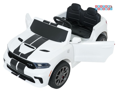 Dodge Durango SUV na akumulator - biały, 2x35W 12V/7Ah, pilot, wolny start, EVA, LED, panel muzyczny, ekoskóra [XB-1138]