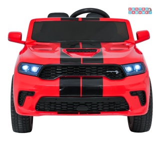Dodge Durango SUV na akumulator - czerwony, 2x35W 12V/7Ah, pilot, wolny start, EVA, LED, panel muzyczny, ekoskóra [XB-1138]