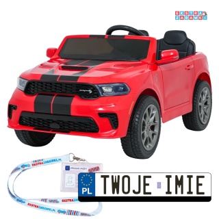 Dodge Durango SUV na akumulator - czerwony, 2x35W 12V/7Ah, pilot, wolny start, EVA, LED, panel muzyczny, ekoskóra [XB-1138]