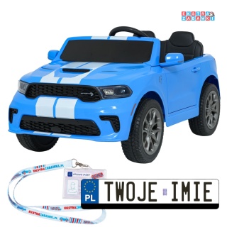 Dodge Durango SUV na akumulator - niebieski, 2x35W 12V/7Ah, pilot, wolny start, EVA, LED, panel muzyczny, ekoskóra [XB-1138]