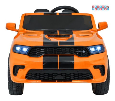 Dodge Durango SUV na akumulator - pomarańczowy, 2x35W 12V/7Ah, pilot, wolny start, EVA, LED, panel muzyczny, ekoskóra [XB-1138]