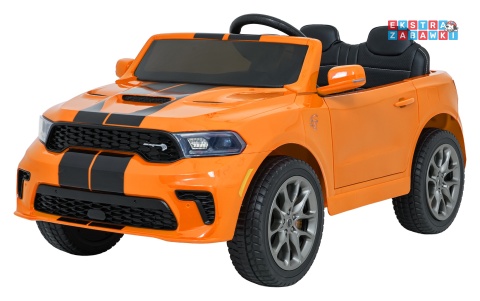 Dodge Durango SUV na akumulator - pomarańczowy, 2x35W 12V/7Ah, pilot, wolny start, EVA, LED, panel muzyczny, ekoskóra [XB-1138]