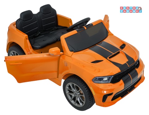 Dodge Durango SUV na akumulator - pomarańczowy, 2x35W 12V/7Ah, pilot, wolny start, EVA, LED, panel muzyczny, ekoskóra [XB-1138]