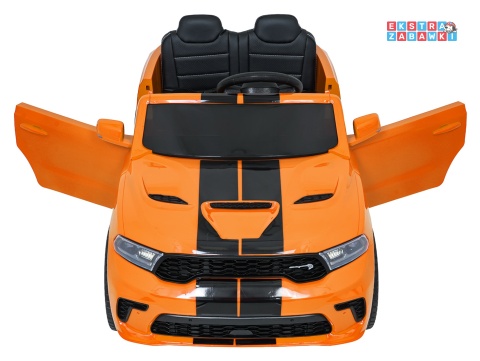 Dodge Durango SUV na akumulator - pomarańczowy, 2x35W 12V/7Ah, pilot, wolny start, EVA, LED, panel muzyczny, ekoskóra [XB-1138]