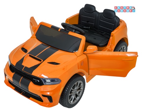 Dodge Durango SUV na akumulator - pomarańczowy, 2x35W 12V/7Ah, pilot, wolny start, EVA, LED, panel muzyczny, ekoskóra [XB-1138]
