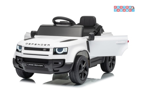 Land Rover Defender na akumulator - biały, 2x35W i 2x20W 12V/7Ah, pilot, EVA, LED, ekoskóra, panel muzyczny [QLS-8626]