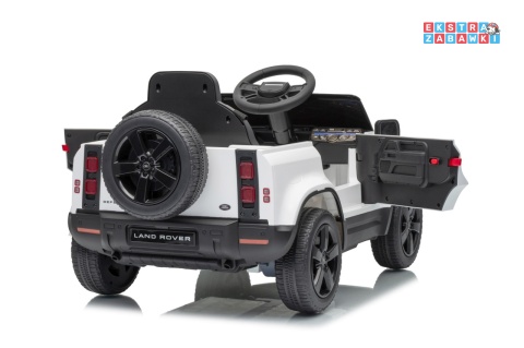Land Rover Defender na akumulator - biały, 2x35W i 2x20W 12V/7Ah, pilot, EVA, LED, ekoskóra, panel muzyczny [QLS-8626]