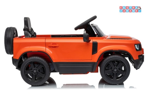 Land Rover Defender na akumulator - pomarańczowy, 2x35W i 2x20W 12V/7Ah, pilot, EVA, LED, ekoskóra, panel muzyczny [QLS-8626]