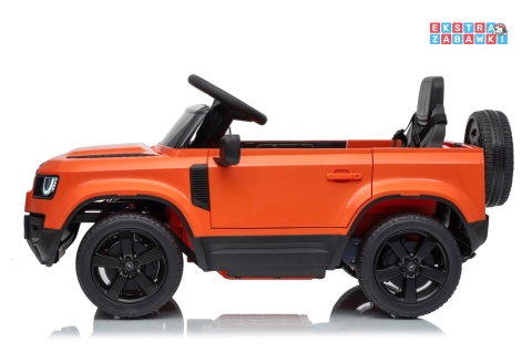 Land Rover Defender na akumulator - pomarańczowy, 2x35W i 2x20W 12V/7Ah, pilot, EVA, LED, ekoskóra, panel muzyczny [QLS-8626]