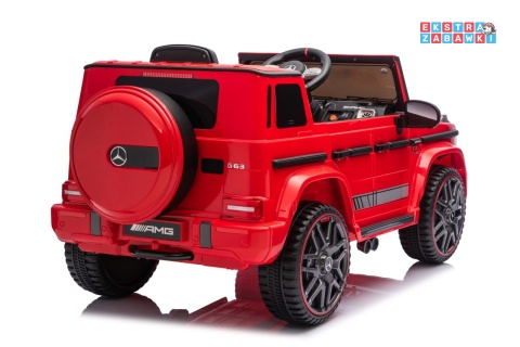 Mercedes G63 AMG LIFT na akumulator - czerwony, 2x25W 12V/4.5Ah, EVA, LED, ekoskóra, Bluetooth, pilot - [BBH-0002.NEW]