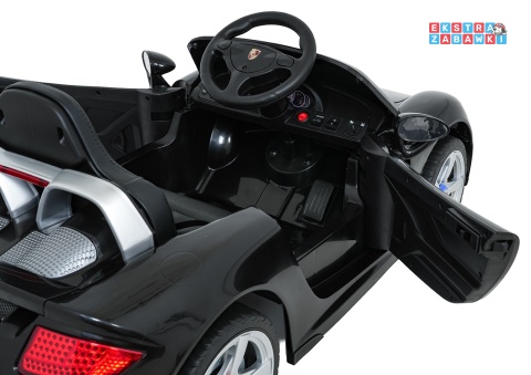 Porsche 911 Carrera na akumulator - czarny, 2x35W 12V/7Ah, pilot, EVA, ekoskóra, 2 prędkości, pasy, LED [PA.712]