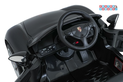 Porsche 911 Carrera na akumulator - czarny, 2x35W 12V/7Ah, pilot, EVA, ekoskóra, 2 prędkości, pasy, LED [PA.712]