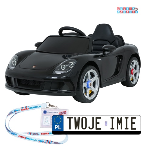 Porsche 911 Carrera na akumulator - czarny, 2x35W 12V/7Ah, pilot, EVA, ekoskóra, 2 prędkości, pasy, LED [PA.712]