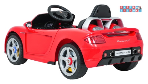 Porsche 911 Carrera na akumulator - czerwony, 2x35W 12V/7Ah, pilot, EVA, ekoskóra, 2 prędkości, pasy, LED [PA.712]