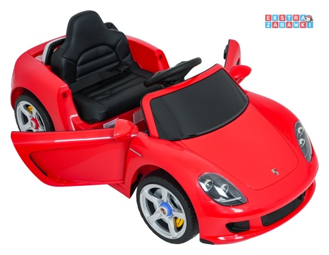Porsche 911 Carrera na akumulator - czerwony, 2x35W 12V/7Ah, pilot, EVA, ekoskóra, 2 prędkości, pasy, LED [PA.712]