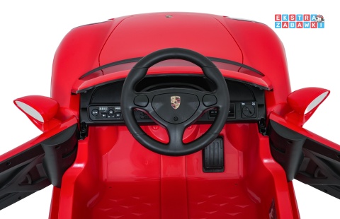 Porsche 911 Carrera na akumulator - czerwony, 2x35W 12V/7Ah, pilot, EVA, ekoskóra, 2 prędkości, pasy, LED [PA.712]