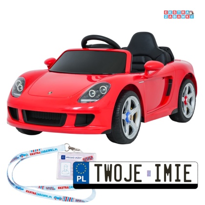 Porsche 911 Carrera na akumulator - czerwony, 2x35W 12V/7Ah, pilot, EVA, ekoskóra, 2 prędkości, pasy, LED [PA.712]
