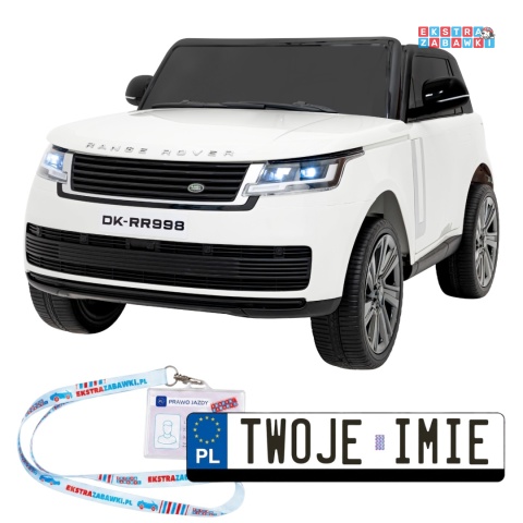 Range Rover SUV Lift na akumulator - biały, 4x35W 12V/14Ah, pilot, EVA, ekoskóra, pasy, LED, BT [DK-RR998]